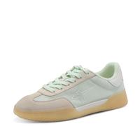 Sneaker TAMARIS, Damen, Gr. 36, beige (mint), Lederimitat, Textil, Ziegenveloursleder, unifarben mit Farbeinsätzen, Schuhe Sneaker, Freizeitschuh, Halbschuh, Schnürschuh mit transparenter Laufsohle (1