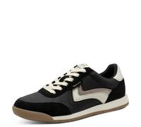 Sneaker TAMARIS, Damen, Gr. 36, schwarz, Leder, Lederimitat, Textil, unifarben mit Farbeinsätzen, Schuhe Sneaker, Freizeitschuh, Halbschuh, Schnürschuh, weich gepolsterter Schaftrand (62456812-36)