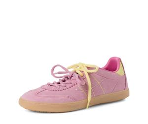 Sneaker TAMARIS, Damen, Gr. 37, pink, Lederimitat, Veloursleder, unifarben mit Farbeinsatz, Schuhe Sneaker, Schnürschuh, Halbschuh, Freizeitschuh mit gepolstertem Schaftrand (73440227-37) pink