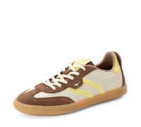 Sneaker TAMARIS, Damen, Gr. 38, braun kombiniert, Leder, Lederimitat, Textil, kontrastfarbene Details, Schuhe Sneaker, Freizeitschuh, Halbschuh, Schnürschuh im modischen Retro-Look (34211057-38) braun