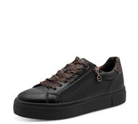 Sneaker TAMARIS, Damen, Gr. 40, beige (schwarz, leo), Lederimitat, Glitzermuster, kontrastfarbene Details, Basic, Schuhe Sneaker, Freizeitschuh, Schnürer mit Reißverschluss in veganer Verarbeitung (74