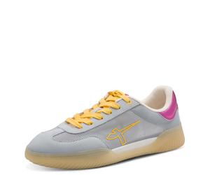 Sneaker TAMARIS, Damen, Gr. 40, grau (hellblau kombiniert), Lederimitat, Textil, Ziegenveloursleder, kontrastfarbene Details, Schuhe Sneaker, Freizeitschuh, Halbschuh, Schnürschuh mit transparenter La