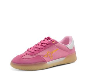 Sneaker TAMARIS, Damen, Gr. 41, pink, Lederimitat, Textil, Ziegenveloursleder, unifarben mit Farbeinsatz, Schuhe Sneaker, Freizeitschuh, Halbschuh, Schnürschuh mit transparenter Laufsohle (72119102-41