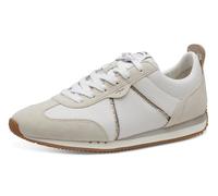 Sneaker TAMARIS, Damen, Gr. 42, gold (weiß, goldfarben), Leder, Lederimitat, Schuhe Sneaker, Freizeitschuh, Halbschuh, Schnürschuh mit Logoaufnäher (98884542-42)