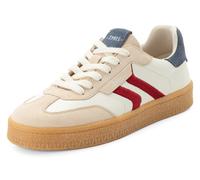 Sneaker TAMARIS, Herren, Gr. 43, sanftes weiß kombiniert, Lederimitat, Textil, Veloursleder, kontrastfarbene Details, Schuhe Sneaker, Freizeitschuh, Halbschuh, Schnürschuh mit Kontrastbesatz, für Herr