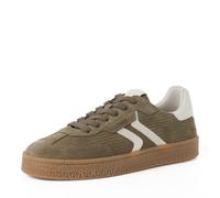 Sneaker TAMARIS, Herren, Gr. 43, Textil, braun (oliv, weiß), Glattleder, Veloursleder, aufgeraut, unifarben mit Farbeinsatz, Schuhe Sneaker, Freizeitschuh, Halbschuh, Schnürer für Herren (56833448-43)