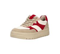 Sneaker TAMARIS "Tamaris Sneaker Veloursleder/Synthetik", Damen, Gr. 38, beige (beige, rot), Synthetik, Veloursleder, Schuhe Sneaker (56437008-38) beige, rot