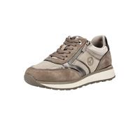 Keilsneaker TAMARIS, Damen, Gr. 38, beige (taupe kombiniert), Lederimitat, Textil, Veloursleder, kontrastfarbene Details, Schuhe Sneaker, Freizeitschuh, Halbschuh, Schnürschuh mit Kontrastbesätzen (40