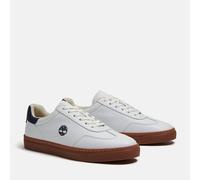 Sneaker TIMBERLAND "LISBON ESSENTIAL - LOW LACE SNEAKER", Herren, Gr. 45, weiß fg w navy, Leder, Schuhe Sneaker (38208338-45) weiß fg w navy