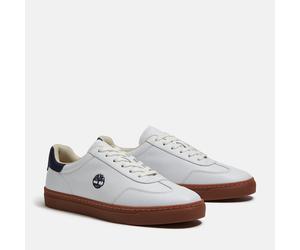 Sneaker TIMBERLAND "LISBON ESSENTIAL - LOW LACE UP SNEAKER", Herren, Gr. 41,5, weiß (weiß fg w navy), Leder, Schuhe Sneaker (38208338-41,5) weiß fg w navy