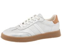 Sneaker TOM TAILOR, Damen, Gr. 39, silber (silber, weiß), Lederimitat, schimmernd, Schuhe Sneaker, Schnürer, Freizeitschuh, Halbschuh mit Kontrastbesatz an der Ferse (12001116-39)