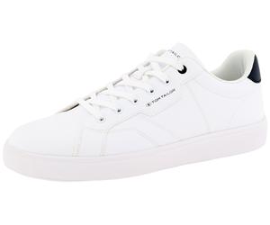 Sneaker TOM TAILOR, Herren, Gr. 44, weiß, Lederimitat, kontrastfarbene Details, Schuhe Sneaker, Kontrastbesatz an der Ferse, Freizeitschuh, Halbschuh, Schnürschuh (85065638-44) weiß