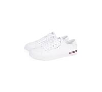 Tommy Hilfiger Herren Vulcanized Sneaker Core Corporate Leather Low Top, Weiß (White), 45