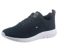 Sneaker TOMMY HILFIGER "CORPORATE KNIT RIB RUNNER", Herren, Gr. 43, blau (nachtblau), Textil, Schuhe Sneaker, Freizeitschuh, Halbschuh, Schnürschuh mit seitlicher Logoflagge (99883440-43) nachtblau