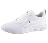 Sneaker TOMMY HILFIGER "CORPORATE KNIT RIB RUNNER", Herren, Gr. 45, weiß, Textil, Schuhe Sneaker, Freizeitschuh, Halbschuh, Schnürschuh mit seitlicher Logoflagge (43728609-45) weiß