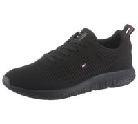 Sneaker TOMMY HILFIGER "CORPORATE KNIT RIB RUNNER", Herren, Gr. 46, schwarz, Textil, Schuhe Sneaker, Freizeitschuh, Halbschuh, Schnürschuh mit seitlicher Logoflagge (41571954-46) schwarz