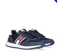 Sneaker TOMMY HILFIGER, Damen, Gr. 36, blau, weiß, Lederimitat, Textil, Schuhe Sneaker, Running Sneaker, Schnürschuh im Materialmix (57191615-36) blau, weiß