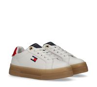 Sneaker TOMMY HILFIGER, Damen, Gr. 39, weiß, blau, rot, Synthetik, Textil, Schuhe Sneaker, Retro Sneaker, Schnürschuh, Halbschuh mit Plateausohle (62069005-39) weiß, blau, rot
