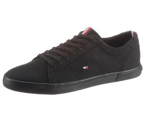 Sneaker TOMMY HILFIGER "H2285ARLOW 1D", Herren, Gr. 39, schwarz (schwarz, schwarz), Textil, unifarben, Schuhe Sneaker, Freizeitschuh, Halbschuh, Schnürer mit seitlicher Flaggen-Stickerei (68092304-39)