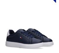 Sneaker TOMMY HILFIGER, Herren, Gr. 36, blau, weiß, Lederimitat, Schuhe Sneaker, Schnürschuh, Halbschuh Retro Sneaker mit Logoverzierung (89182767-36) blau, weiß