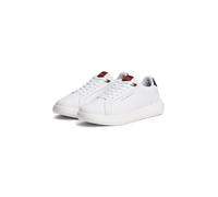 Sneaker TOMMY HILFIGER "LIGHT CHUNKY LEATHER SNEAKER", Herren, Gr. 44, Textil, weiß, blau, rot, Lederimitat, Nappaleder, Schuhe Sneaker, Freizeitschuh, Halbschuh, Schnürer mit TH-Logoprägung (38629637