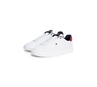 Sneaker TOMMY HILFIGER "LIGHTWEIGHT PINPERF LTH SNEAKER", Herren, Gr. 46, weiß (weiß, rot, blau), Leder, Lederimitat, Schuhe Sneaker, Halbschuh, Schnürer mit weicher Schaftrand-Polsterung (85816523-46