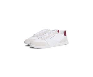 Sneaker TOMMY HILFIGER "LOPRO CUP MIX", Herren, Gr. 43, weiß, Leder, Lederimitat, Textil, Schuhe Sneaker, Freizeitschuh, Halbschuh, Schnürschuh, Kontrastbesatz an der Ferse (48726100-43) weiß