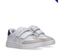 Sneaker TOMMY HILFIGER, Mädchen, Gr. 27, beige, weiß, blau, Lederimitat, Schuhe Sneaker, Freizeitschuh, Halbschuh, Klettschuh im Retro Look (22784861-27) beige, weiß, blau