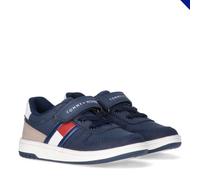 Sneaker TOMMY HILFIGER, Mädchen, Gr. 27, blau (blau, beige), Synthetik, Schuhe Sneaker, Retro Sneaker, Klettschuh mit Gummizug (34525149-27) blau, beige