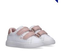 Sneaker TOMMY HILFIGER, Mädchen, Gr. 27, weiß, beige, Lederimitat, Schuhe Sneaker, Klettschuh, Halbschuh, Freizeitschuh mit Logoverzierung (38715002-27) weiß, beige