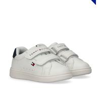Sneaker TOMMY HILFIGER, Mädchen, Gr. 29, weiß, blau, Lederimitat, Schuhe Sneaker, Casual Sneaker, Klettschuh, Halbschuh mit Logoschriftzug (66740718-29) weiß, blau