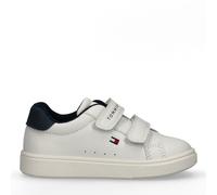 Sneaker TOMMY HILFIGER, Mädchen, Gr. 29, weiß, blau, Lederimitat, Schuhe Sneaker, Halbschuh, Klettschuh im sportlichen Retro-Design (38631400-29) weiß, blau