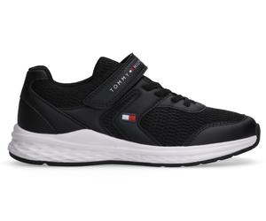 Sneaker TOMMY HILFIGER, Mädchen, Gr. 32, schwarz, Lederimitat, Textil, Schuhe Sneaker, Sportschuh, Schlupfschuh, Freizeitschuh mit Elastic Laces (37343138-32) schwarz