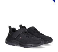 Sneaker TOMMY HILFIGER, Mädchen, Gr. 35, schwarz, Lederimitat, Textil, Schuhe Sneaker, Freizeitschuh, Halbschuh, Slipper mit elastischen Schnürsenkeln (24326062-35) schwarz