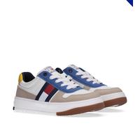 Sneaker TOMMY HILFIGER, Mädchen, Gr. 40, beige (weiß, blau, beige), Synthetik, Schuhe, Retro Sneaker, Freizeitschuh mit Reißverschluss (95334637-40) weiß, blau, beige