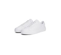 Sneaker TOMMY HILFIGER "PREMIUM DRESS CUPSOLE LTH", Herren, Gr. 40, weiß, Nappaleder, Schuhe Sneaker, Freizeitschuh, Halbschuh, Schnürer mit Flaggen-Emblem an der Ferse (11192357-40) weiß