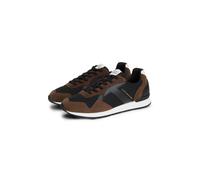 Sneaker TOMMY HILFIGER "T HILFIGER CORE MIX RUNNER", Herren, Gr. 44, braun kombiniert, Leder, Lederimitat, Textil, Veloursleder, Schuhe Sneaker, Schnürschuh, Halbschuh, Freizeitschuh mit Kontrastbesät