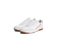 Sneaker TOMMY HILFIGER "TH BASKET CORE LEATHER SUEDE MIX", Herren, Gr. 41, weiß, blau, rot, Lederimitat, Veloursleder, Schuhe Sneaker, Halbschuh, Freizeitschuh, Schnürschuh mit Lochmuster, im Basket-L