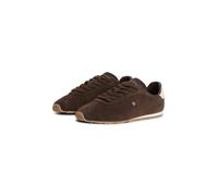 Sneaker TOMMY HILFIGER "TH BELLA LOW RUNNER SUEDE", Damen, Gr. 39, braun (dunkelbraun), Veloursleder, Schuhe Sneaker, Halbschuh, Schnürer, Freizeitschuh mit kontrastfarbenem Fersenbesatz (56509742-39)