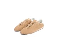 Sneaker TOMMY HILFIGER "TH BELLA LOW RUNNER SUEDE", Damen, Gr. 41, safari, Veloursleder, unifarben mit Farbeinsatz, Schuhe Sneaker, Halbschuh, Schnürer, Freizeitschuh mit kontrastfarbenem Fersenbesatz