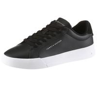 Sneaker TOMMY HILFIGER "TH COURT CORE", Herren, Gr. 42, schwarz, Leder, Lederimitat, Schuhe Sneaker, Freizeitschuh, Halbschuh, Schnürschuh, weich gepolstertem Schaftrand (31515109-42) schwarz