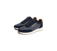 Sneaker TOMMY HILFIGER "TH DRESSY RUNNER SUEDE MIX", Herren, Gr. 44, blau (dunkelblau), Leder, Mesh, unifarben mit Farbeinsatz, Schuhe Sneaker, Schnürschuh, Halbschuh, Freizeitschuh mit Logoschriftzug