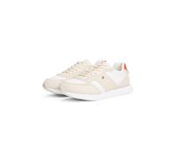 Sneaker TOMMY HILFIGER "TH EASY RUNNER", Damen, Gr. 37, beige (beige, orange), Veloursleder, Leder, sportlich, Schuhe, Freizeitschuh, Halbschuh, Schnürer, auffälliger Besatz an der Ferse (90224357-37)