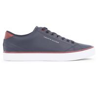 Sneaker TOMMY HILFIGER "TH HI VULC CORE LOW LEATHER ESS" Gr. 42, blau (dunkelblau) Herren Schuhe Schnürhalbschuhe mit Kontrastbesatz an Ferse und Sohlenrand (24954512-42)