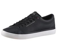 Sneaker TOMMY HILFIGER "TH HI VULC CORE LOW LTH II ESS", Herren, Gr. 42, blau (dunkelblau), Lederimitat, unifarben, sportlich, Schuhe, Freizeitschuh, Halbschuh, Schnürer in schmaler Form (11611748-42)