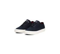 Sneaker TOMMY HILFIGER "TH HI VULC LOW OXFORD TWILL", Herren, Gr. 44, blau (dunkelblau), Textil, Schuhe Sneaker, Freizeitschuh, Halbschuh, Schnürschuh mit Label an der Ferse (44464313-44)