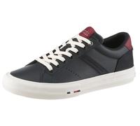 Sneaker TOMMY HILFIGER "TH HI VULC LTH STREET", Herren, Gr. 42, dunkelblau, bordeaux, Nappaleder, Veloursleder, Schuhe Sneaker, Freizeitschuh, Halbschuh, Schnürer mit weich gepolstertem Schaftrand (85