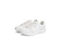 Sneaker TOMMY HILFIGER "TH LIGHT RUNNER", Damen, Gr. 37, weiß, Leder, Lederimitat, Textil, Veloursleder, Schuhe Sneaker, Halbschuh, Schnürer mit Logoschriftzug an der Schuhzunge (56536667-37) weiß