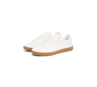 Sneaker TOMMY HILFIGER "TH LO LUX LTH", Herren, Gr. 44, weiß, Nappaleder, unifarben, Schuhe Sneaker, Freizeitschuh, Halbschuh, Schnürschuh mit honigfarbener Laufsohle (87847208-44) weiß