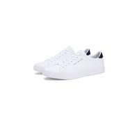 Sneaker TOMMY HILFIGER "VULC CORE LONG LACE", Herren, Gr. 46, weiß, Baumwolle, unifarben mit Farbeinsatz, Schuhe Sneaker, Freizeitschuh, Halbschuh, Schnürschuh mit Kontrastbesatz an der Ferse (9173085